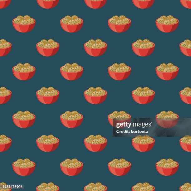 pakora indian food pattern - fritter stock illustrations