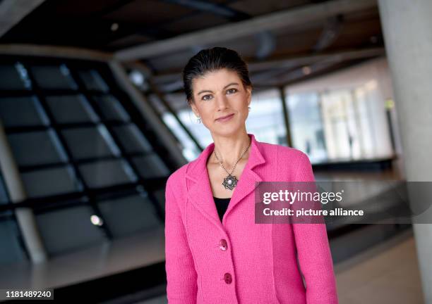 November 2019, Berlin: Sahra Wagenknecht, faction leader of the Left Party, is on the fringes of a dpa interview in the Bundestag. Photo: Britta...