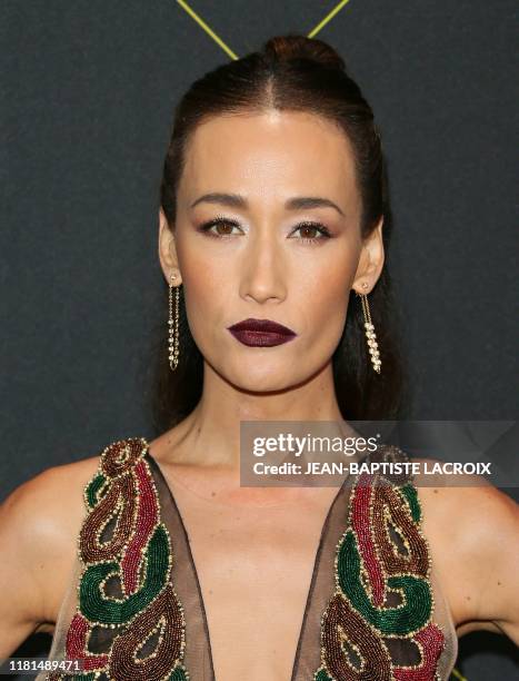 Actress Maggie Q arrives for the 45th annual E! People's Choice Awards at Barker Hangar in Santa Monica, California, on November 10, 2019.