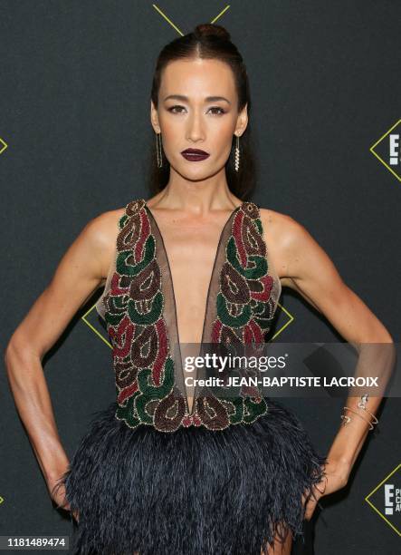 Actress Maggie Q arrives for the 45th annual E! People's Choice Awards at Barker Hangar in Santa Monica, California, on November 10, 2019.