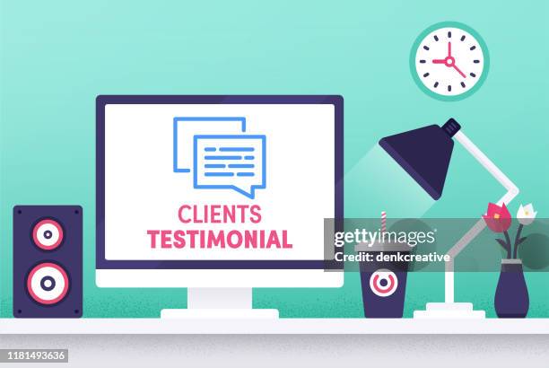 kunden testimonial modern flat design konzept - aussage stock-grafiken, -clipart, -cartoons und -symbole