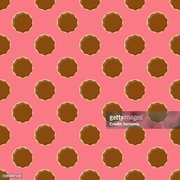 stockillustraties, clipart, cartoons en iconen met chocolade gecoate donut patroon - chocoladesaus