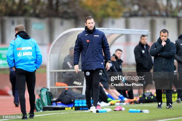 Gateshead manager Mike Williamson during the FA Cup match between Gateshead and Oldham Athletic at the Gateshead International Stadium, Gateshead on...