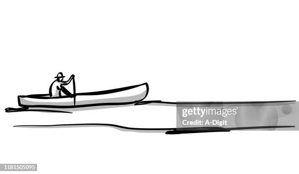 canoe simple sketch - people on canoe clip art stock illustrations