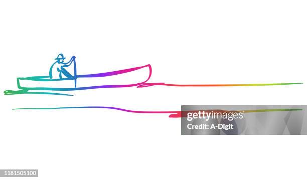 canoe simple sketch rainbow - oar stock illustrations