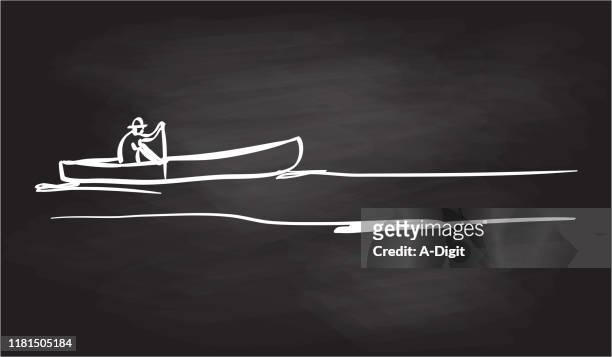 canoe simple sketch chalkboard - kayak stock illustrations