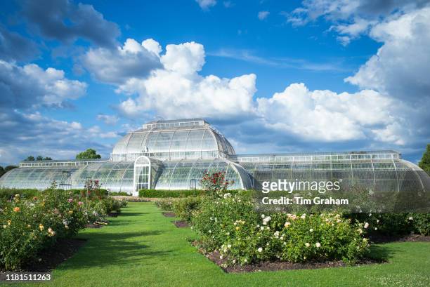 The iconic Temperate House exhibiting over 10,000 plants in the world's biggest sculptural Victorian glasshouse at Royal Botanic Gardens at Kew,...