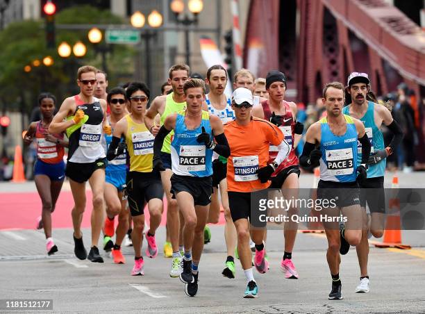 General view of runners competing during the 2019 Bank of America Chicago Marathon on October 13, 2019 in Chicago, Illinois.