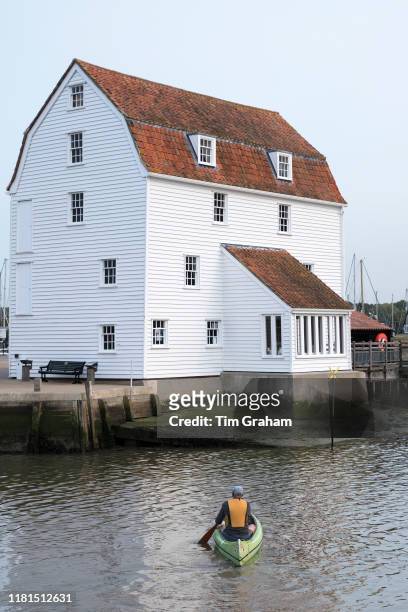 The Tide Mill living museum producing stoneground flour in a traditional clapboard timber house in Woodbridge in Suffolk, England, United Kingdom.