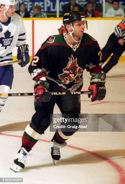 Mike Gartner of the Phoenix Coyotes skates against the Toronto Maple Leafs during NHL game action on December 14, 1996 at Maple Leaf Gardens in...