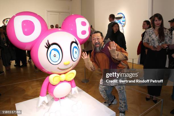 Artist Takashi Murakami attends his "Baka" Exhibition Preview at Gallery Perrotin, as part of the FIAC 2019 - International Contemporary Art Fair, on...