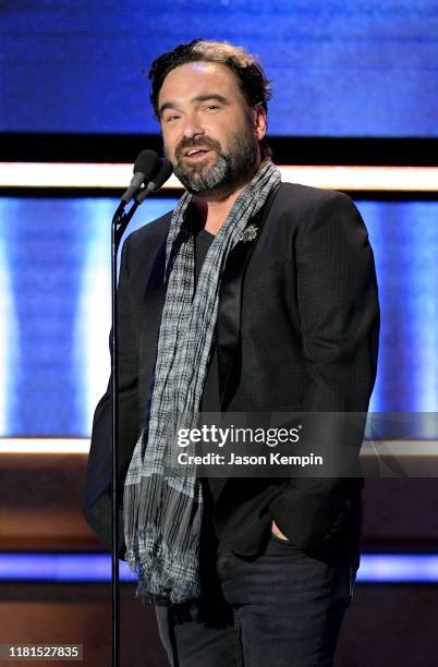 Johnny Galecki speaks onstage during the 2019 CMT Artist of the Year at Schermerhorn Symphony Center on October 16, 2019 in Nashville, Tennessee.