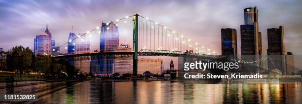 detroit, michigan - ambassador bridge - michigan stock pictures, royalty-free photos & images