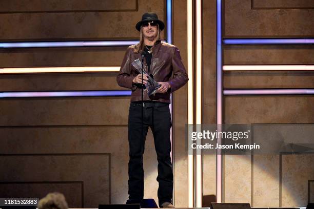 Kid Rock speaks onstage during the 2019 CMT Artist of the Year at Schermerhorn Symphony Center on October 16, 2019 in Nashville, Tennessee.