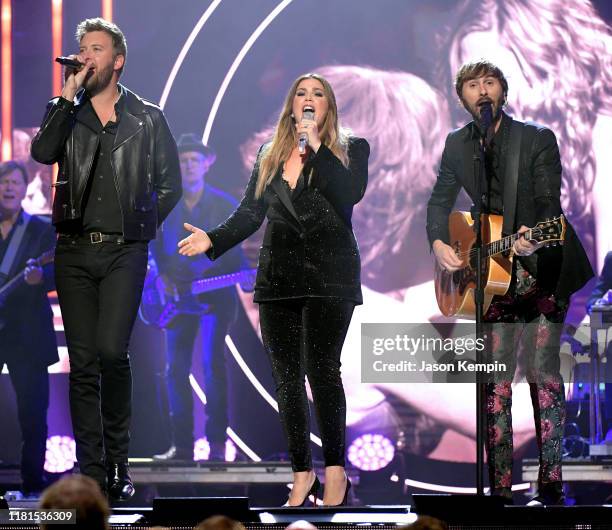 Charles Kelley, Hillary Scott and Dave Haywood of Lady Antebellum perform onstage during the 2019 CMT Artist of the Year at Schermerhorn Symphony...