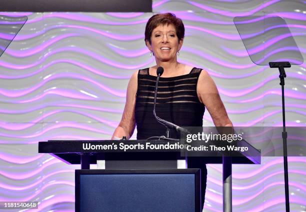 Muffet McGraw speaks onstage during The Women in Sports Foundation 40th Annual Salute to Women in Sports Awards Gala, celebrating the most...