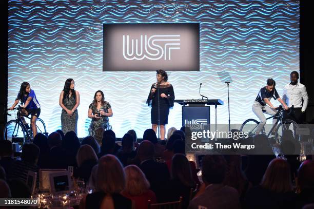 President-elect Alana Nichols and President Elana Meyers Taylor conduct stationary Trek Bicycles demonstration The Women in Sports Foundation 40th...