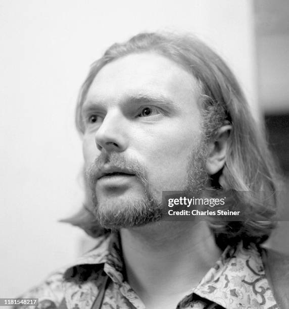 Singer Van Morrison poses backstage at the Boston Tea Party music club on April 16,1970. This tour followed the release of the album Moondance in...
