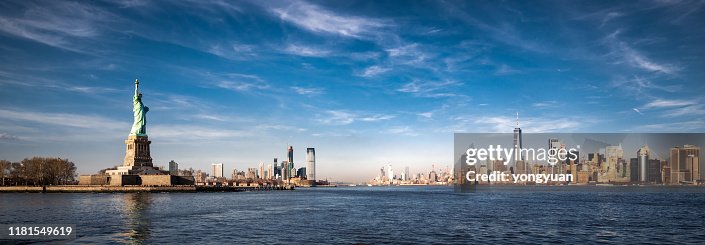 Panoramic view of New York City and the Statue of Liberty Panoramic view of New York City and the Statue of Liberty