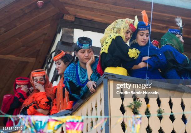 Locals are seen at a settlement of the Kalash people ahead of the visit by Prince William, Duke of Cambridge and Catherine, Duchess of Cambridge on...