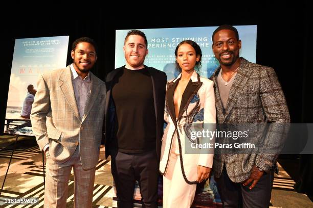 Kelvin Harrison, Jr., Trey Edward Shults, Taylor Russell, and Sterling K. Brown attend the "Waves" Atlanta red carpet premiere at SCADShow on October...