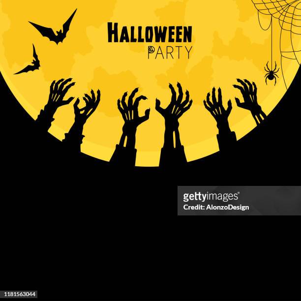 zombie halloween hands - informationsgrafik stock illustrations