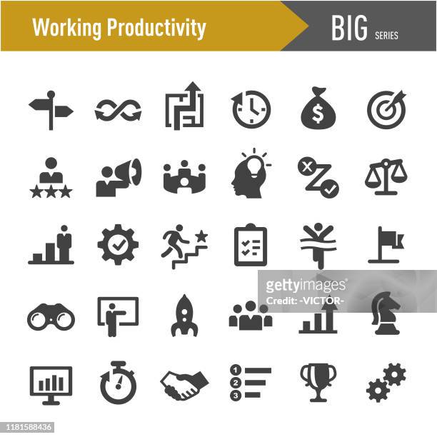 working productivity icons - big series - efficiency stock illustrations