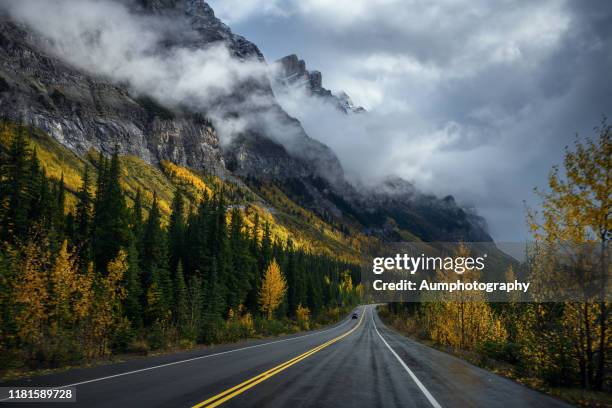 road to banff national park , canada - nelson imagens e fotografias de stock