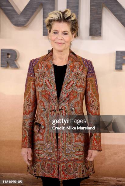 Linda Hamilton attends the "Terminator: Dark Fate" photocall on October 17, 2019 in London, England.