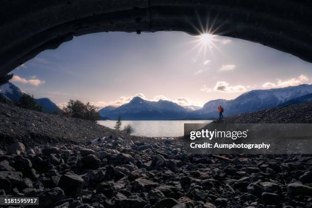 the secret cave near abraham lake, banff national park , canada - nationaal monument stockfoto's en -beelden