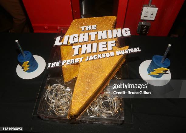 The cake at the opening night after party for the new musical based on the film "The Lightning Thief: The Percy Jackson Musical" on Broadway at...