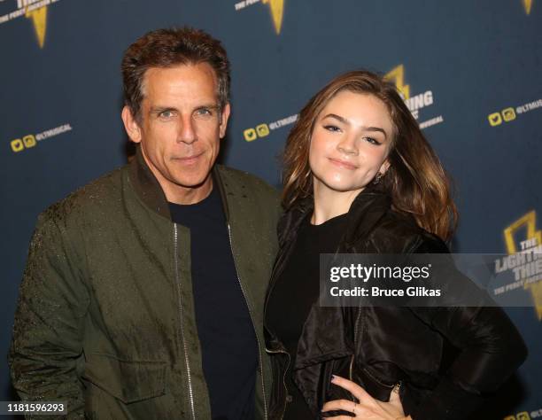 Ben Stiller and daughter Ella Stiller pose at the opening night after party for the new musical based on the film "The Lightning Thief: The Percy...