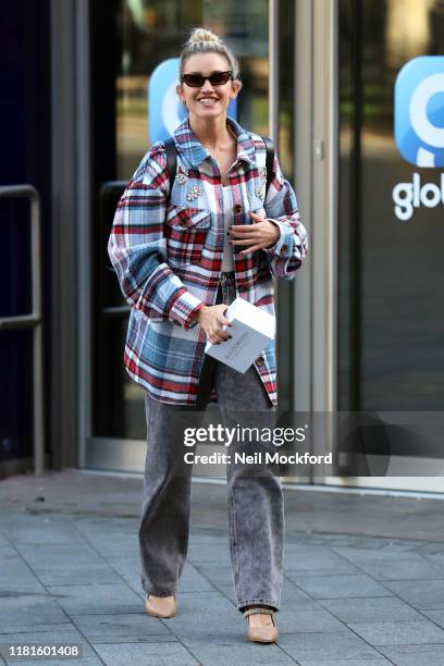 Ashley Roberts seen leaving Heart Radio Studios on October 17, 2019 in London, England.