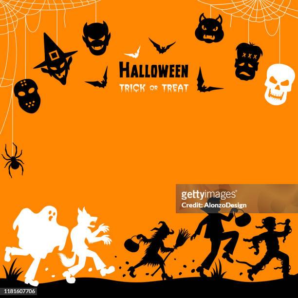 halloween trick or treaters - stage costume stock illustrations