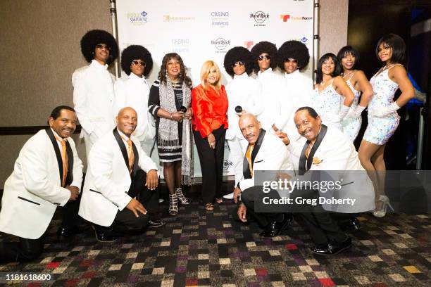 Casino Production Show of the Year recipients, Motown Extreme Review with The Las Vegas Stars pose for a picture with Casino Entertainment Legend...