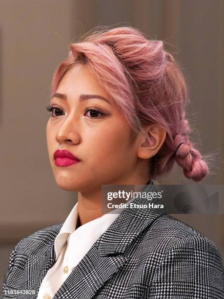 Hana Kimura looks on during the press conference Bushiroad and Stardom on October 17, 2019 in Tokyo, Japan.