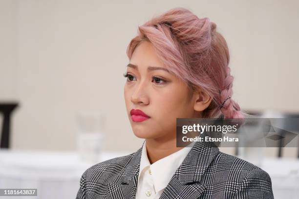 Hana Kimura looks on during the press conference Bushiroad and Stardom on October 17, 2019 in Tokyo, Japan.