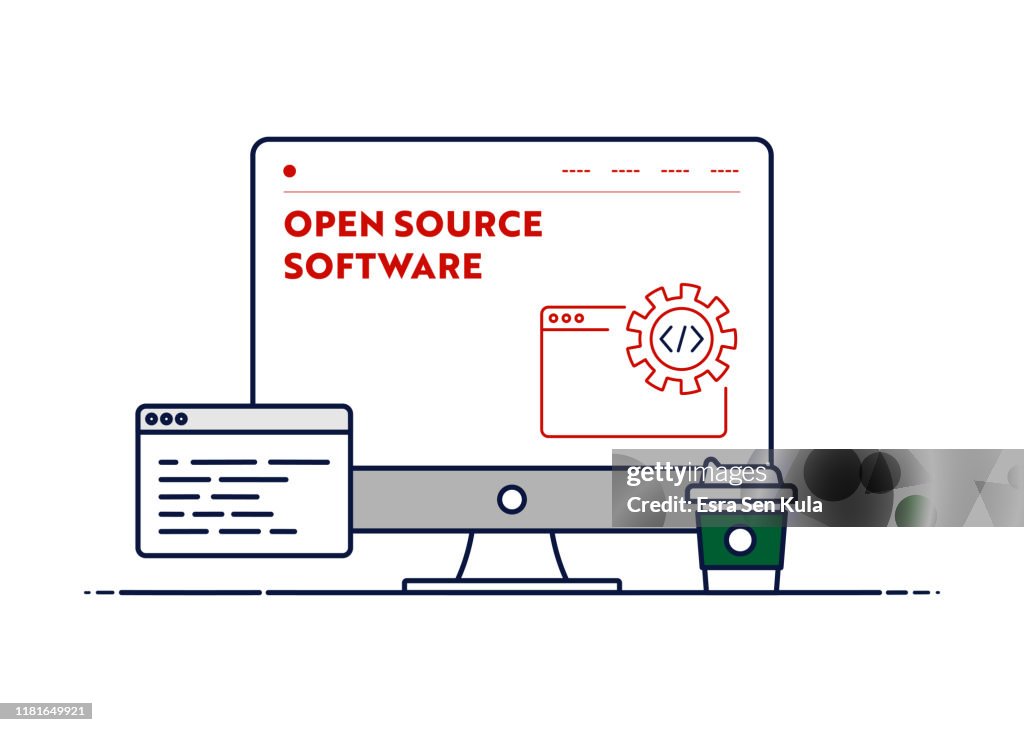 Vector lijn illustratie concept voor open source software. Bewerkbare lijn en pixel perfect.