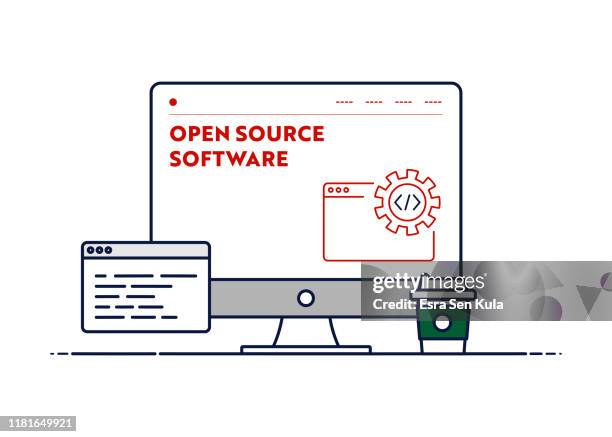 vector line illustration concept for open source software. editable stroke and pixel perfect. - receiving food stock illustrations
