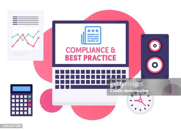 modern vector illustration concept for compliance & best practice - consent form stock illustrations
