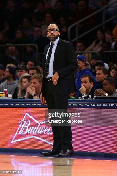 Head Coach David Fizdale in action against the Cleveland Cavaliers at Madison Square Garden on November 10, 2019 in New York City. Cleveland...