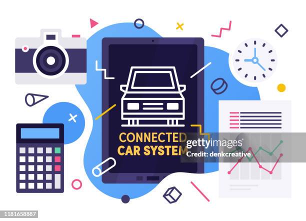 connected car ecosystems modern flat design concept - marketing ecosystem vector stock illustrations