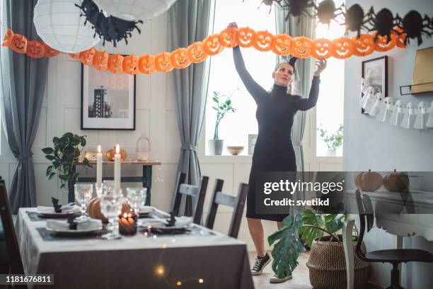 decorating home for halloween - witch hat stock pictures, royalty-free photos & images