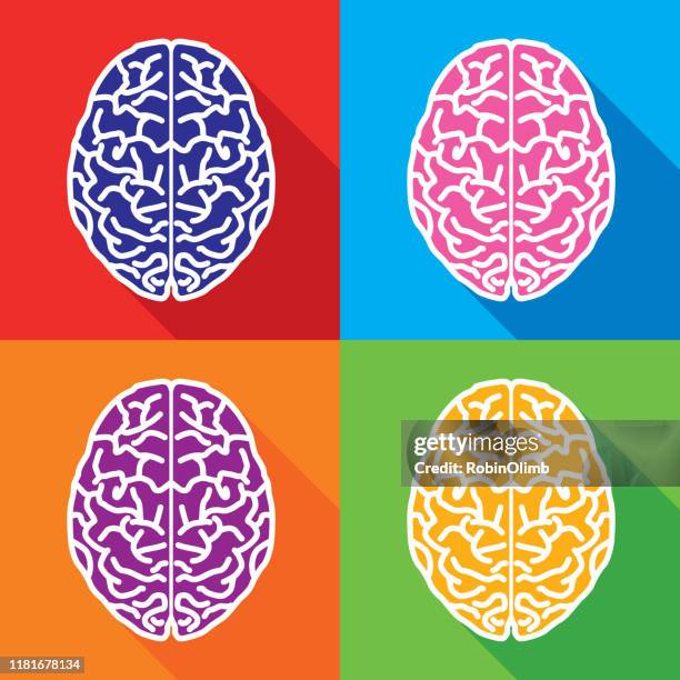 four brains icon - bipolar disorder stock illustrations