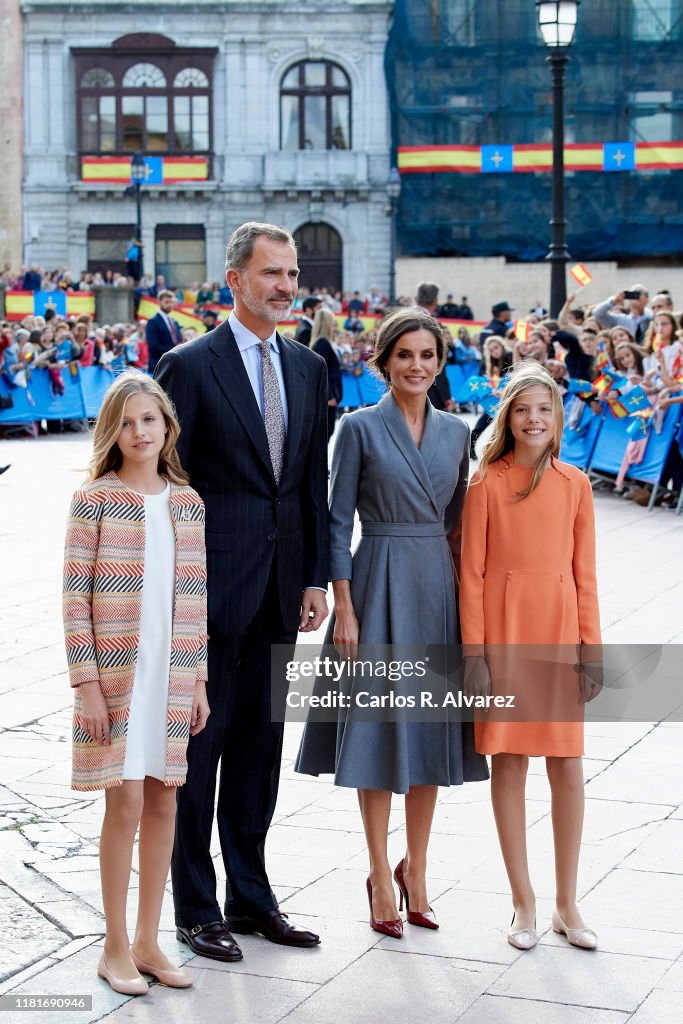 Spanish Royals Arrive At Oviedo Ahead Of 'Princesa de Asturias' Awards 2019