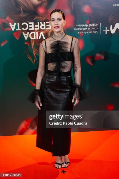 Spanish actress Celia Freijeiro attends the Vida Perfecta premiere at Verdi cinema on October 17, 2019 in Madrid, Spain.