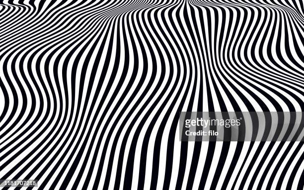 verzerrte linien schwarz und weiß muster - optische illusion stock-grafiken, -clipart, -cartoons und -symbole