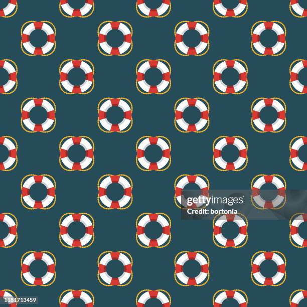 life preserver nautical pattern - life jacket stock illustrations