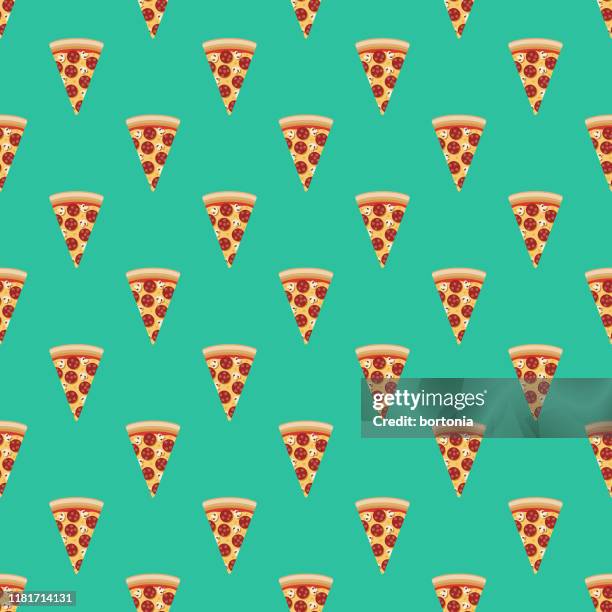 pepperoni mushroom pizza slice pattern - pizza slice stock illustrations