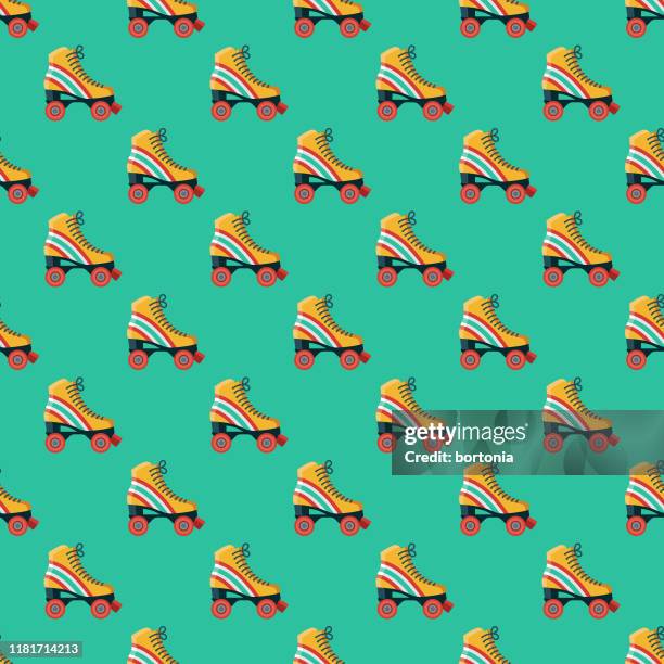 roller skates footwear pattern - roller skating stock illustrations